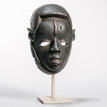 Ibibio Black Patinated Carved Wood Mask