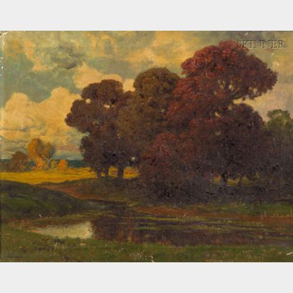 Alois Arnegger (Austrian, 1879-1967) Lily Pond in Autumn