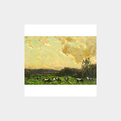 Antonio Fontanesi (Italian, 1818-1882) Cows at Pasture