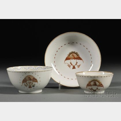 Three Eagle-decorated Chinese Export Porcelain Teaware Items