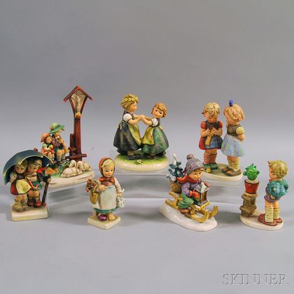 Seven Ceramic Hummel Child Figures/Figural Groups