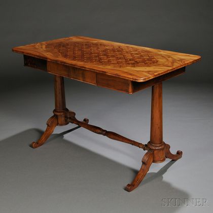 Parquetry and Olivewood- and Rosewood-veneered Writing Table