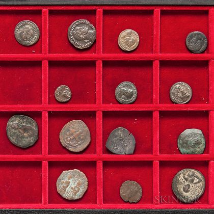Fourteen 1st to 3rd Century Roman and Byzantine Coins. Estimate $100-150