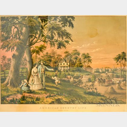 Nathaniel Currier Hand-colored Engraving American Country Life 