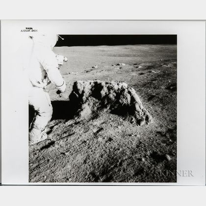 Apollo 14, Alan Shepard Beside a Large Boulder.