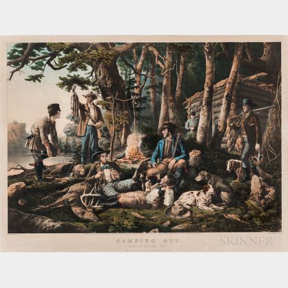 Currier & Ives Lithograph CAMPING OUT. 