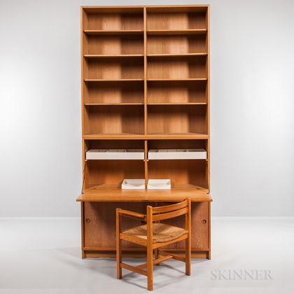 Borge Mogensen for Karl Andersson & Soner Øresund Oak Cabinet, Drop-front Desk, Bookshelves, and Asserbo Chair