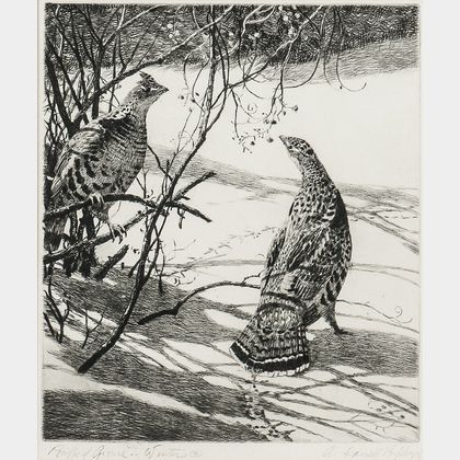 Aiden Lassell Ripley (American, 1896-1969) Ruffed Grouse in Winter