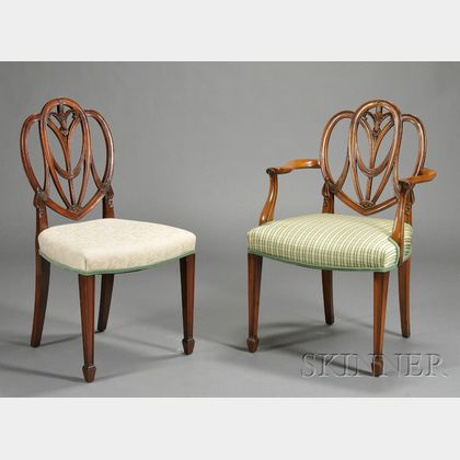 Set of Eight Hepplewhite Style Mahogany Dining Chairs