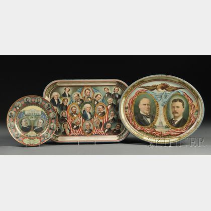 Three Presidential Lithographed Tinware Items