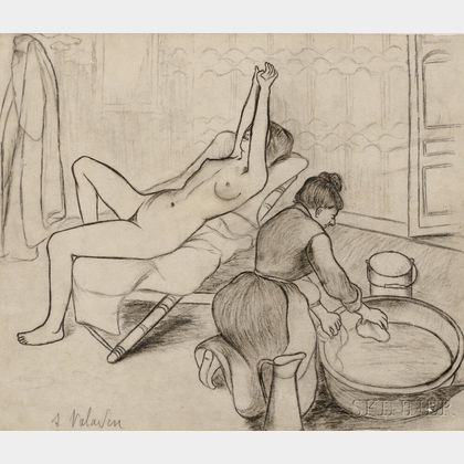Suzanne Valadon (French, 1865-1938) Adele preparant le tub et Ketty aux bras levés