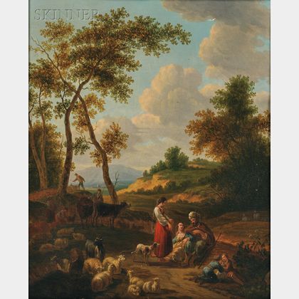 French School, 18th Century Herders at Rest in a Landscape