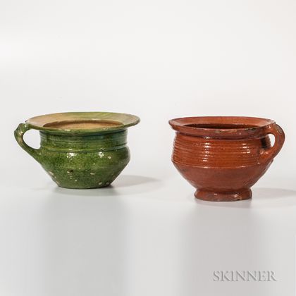 Two Glazed Earthenware Chamber Pots