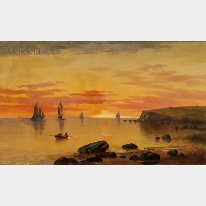 Charles Day Hunt (American, 1840-1914) Sunset Coastal Scene