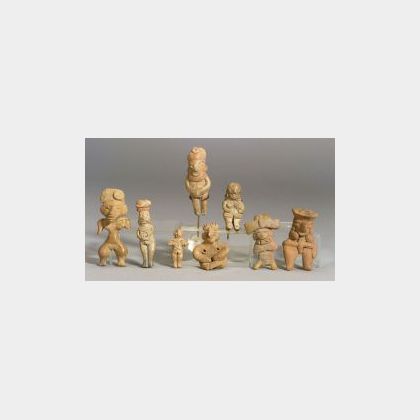 Eight Pre-Columbian Pottery &#34;Pretty Lady&#34; Figures