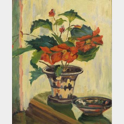Alfred S. Mira (American, 1900-1980/1) Potted Poinsettia