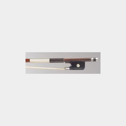 French Silver Mounted Violoncello Bow, Charles Bazin