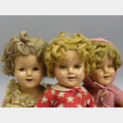 Three Ideal Composition Shirley Temple Dolls
