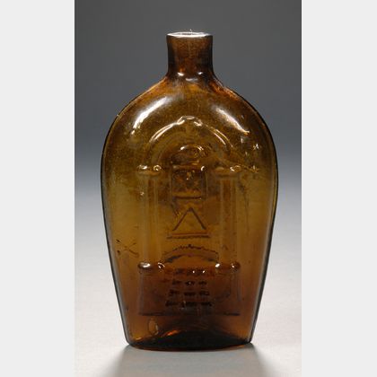 Amber Masonic/Eagle Glass Flask