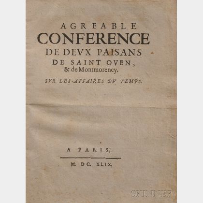 Richer, Louis (fl. circa 1650) Agreable Conference de Deux Paisans de Saint Oven, & de Montmorency, sur les Affaires du Temps