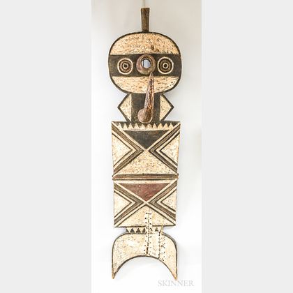 African Polychrome Carved Wood Mask.