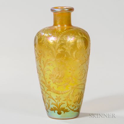Tiffany Favrile Wheel-cut Vase 