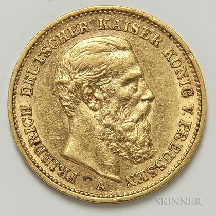 1888-A German 20 Mark Gold Coin