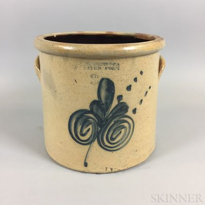 L. Pewtress & Co. Cobalt-decorated Three-gallon Stoneware Crock