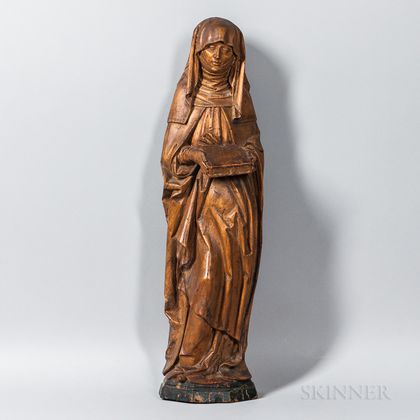 Carved Fruitwood Figure of St. Anna
