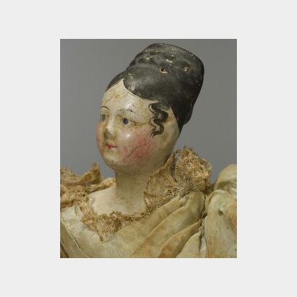 Early Papier Mache Shoulder Head Lady Doll