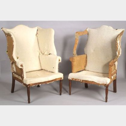 Pair of Federal Mahogany Upholstered Easy Chairs