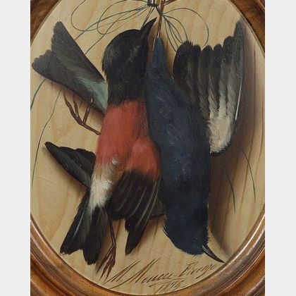Lot of Two Still Lifes with Birds Including Work By: Michelangelo Meucci (Italian, ac. 1877) and C. Coppini (Italian, 19th Century)