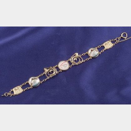 14kt Gold and Reverse-Painted Crystal Bracelet