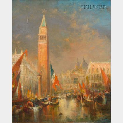 Lucien Whiting Powell (American, 1846-1930) The Campanile and San Marco, Venice