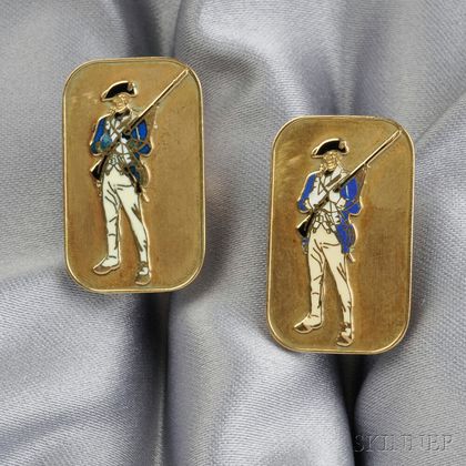 14kt Gold and Enamel Cuff Links, Cartier
