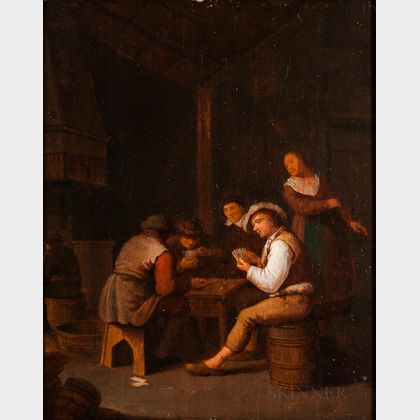 School of David Teniers II (Flemish, 1610-1690) Card Players in a Tavern Interior