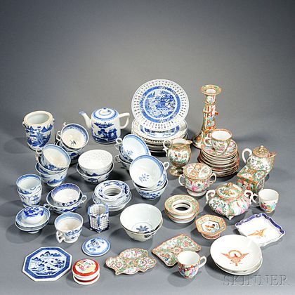 Group of Rose Medallion Palette and Canton Porcelain Items