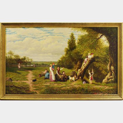 Anglo/American School, 19th Century Landscape with Children at Play.