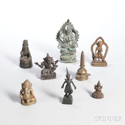 Eight Assorted Miniature Bronze Items