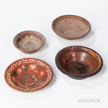 Four Small Redware Bowls