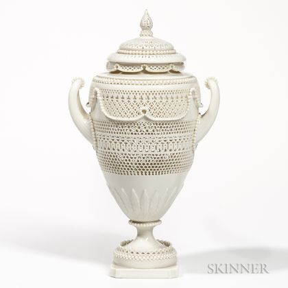Worcester Porcelain Reticulated Vase and Cover