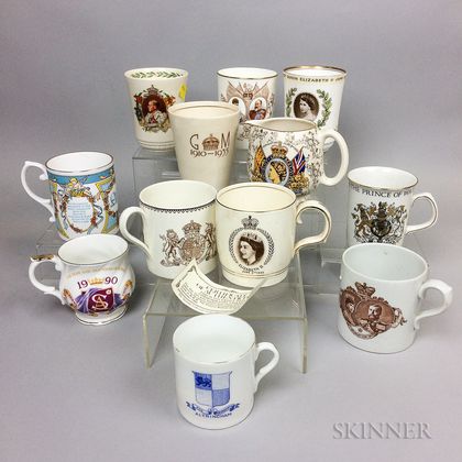 Twelve British Royal Commemorative Porcelain Cups. Estimate $20-200