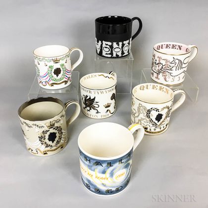 Seven Wedgwood Guyatt Design Ceramic Mugs