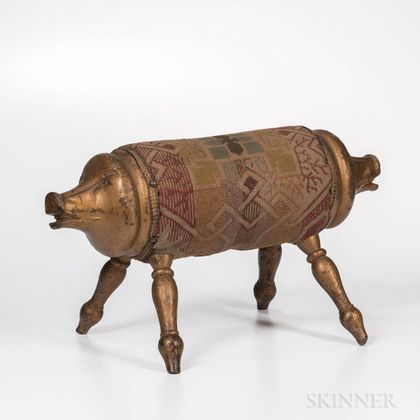 Gold-painted Pig Footstool