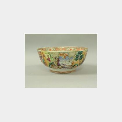 Chinese Export Rose Mandarin Porcelain Bowl. 