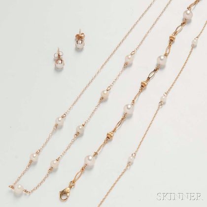 Group of 14kt Gold and Cultured Pearl Jewelry