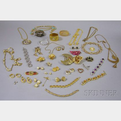 Group of Mostly Gold-tone Costume and Estate Jewelry
