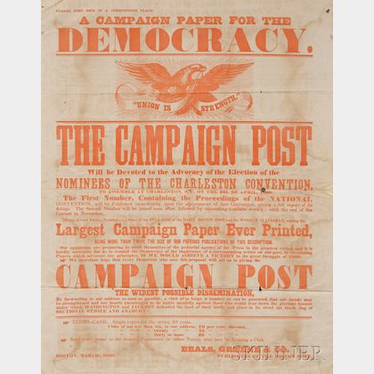 "A Campaign Paper for the Democracy" Printed Broadside