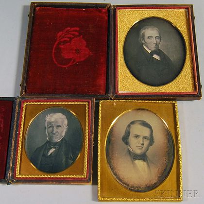 Three Daguerreotypes of Painted Portraits of Gentlemen