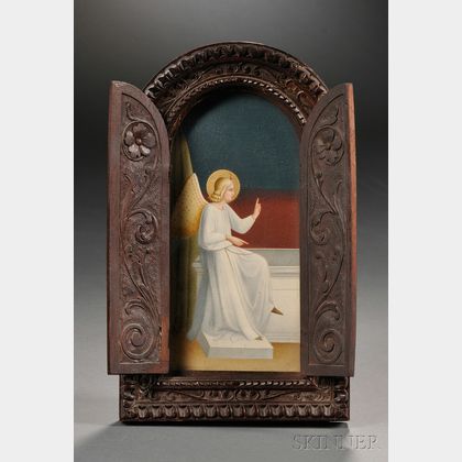 Painting of an Angel in a Carved Wood Frame